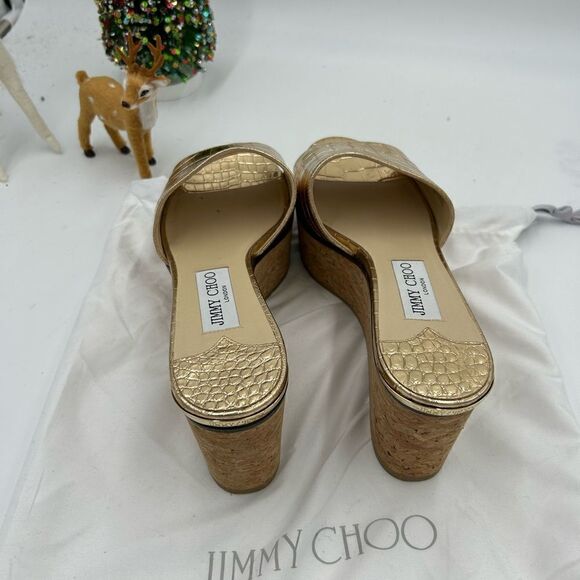 Women’s Jimmy Choo, crock embossed wedge sandals size 38.5 PRISTINE - Picture 8 of 8
